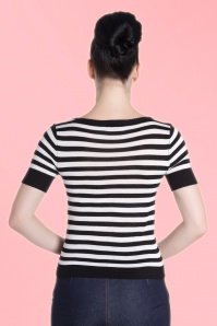 Bunny - 50s Lobster Stripes Top in Black and White 6
