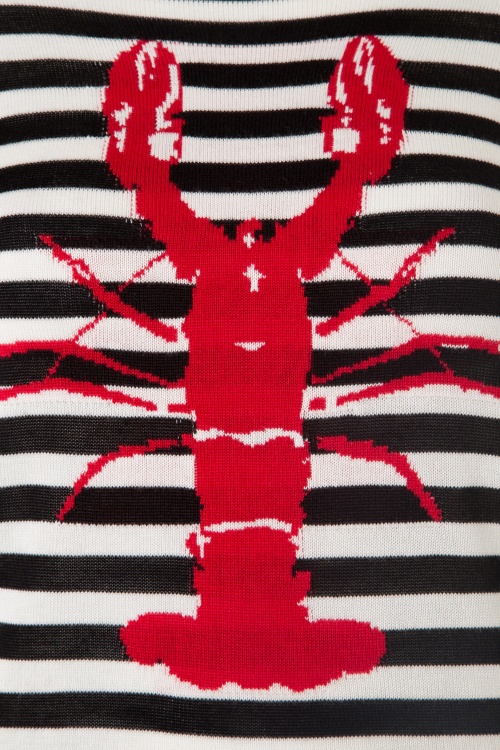 Bunny - 50s Lobster Stripes Top in Black and White 3