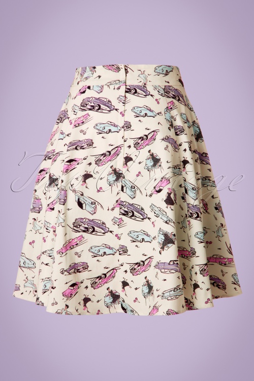 Collectif Clothing - Tammy Car Swing Skirt Années 50 en Ivoire 3