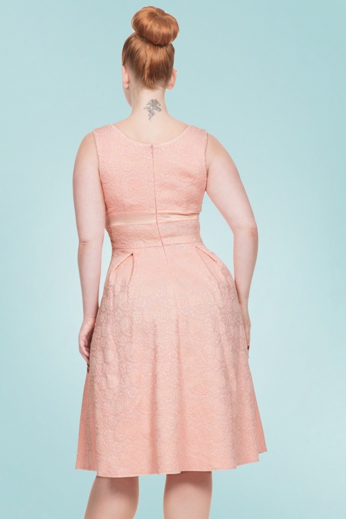Vixen - 50s Lauren Lace Dress in Peach Pink 7