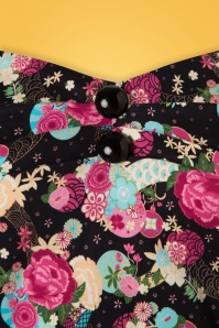 Collectif Clothing - Dolores pioenroos bloemenjurk in zwart 4