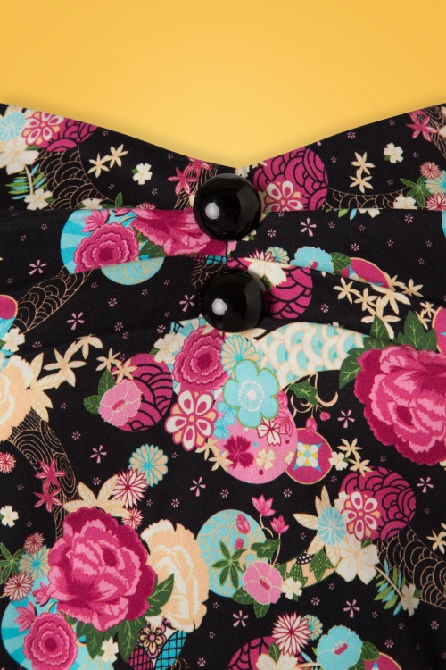 Collectif Clothing - 50s Dolores Peony Floral Dress in Black 4