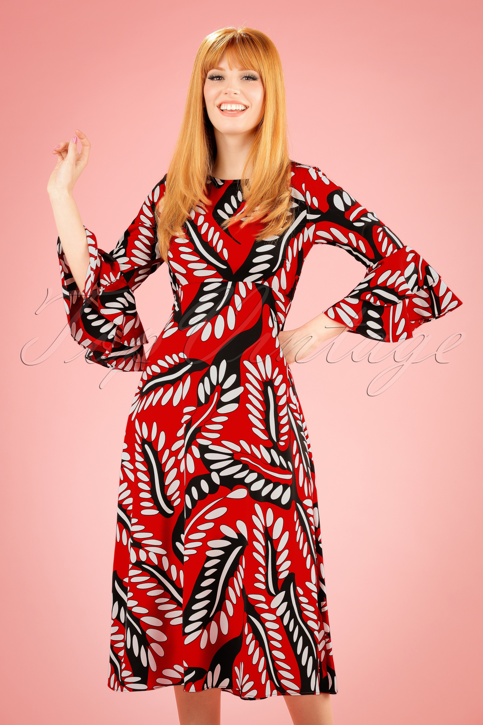 Traffic People - Luck Be A Lady midi-jurk in rood