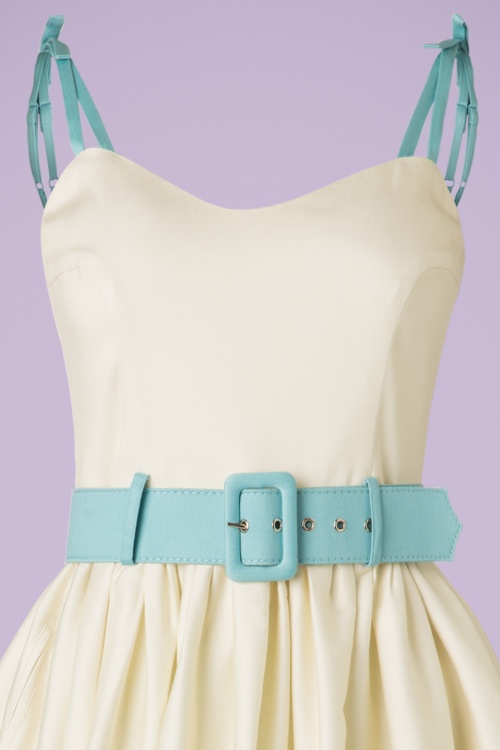 Collectif Clothing - 50s Jade Seashell Border Swing Dress in Cream 4