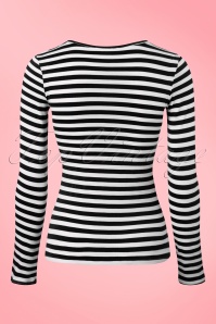 Vixen by Micheline Pitt - 50s Trouble Maker Top in Black and White Stripes 4