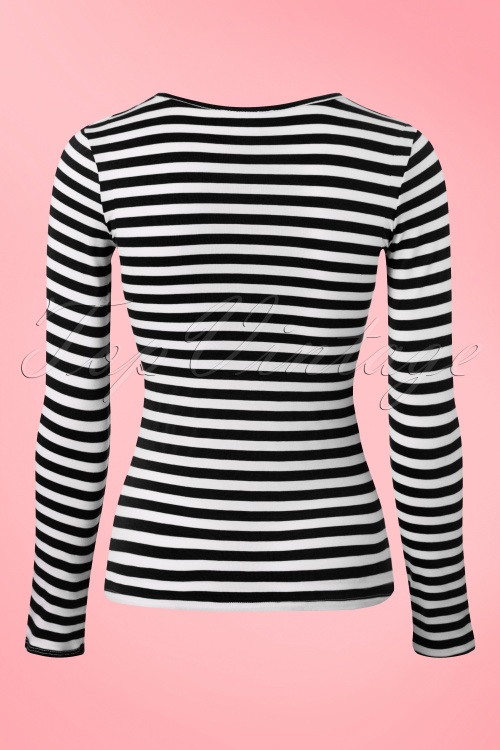 Vixen by Micheline Pitt - 50s Trouble Maker Top in Black and White Stripes 4