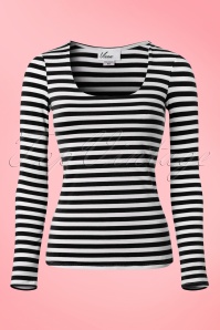 Vixen by Micheline Pitt - 50s Trouble Maker Top in Black and White Stripes 3
