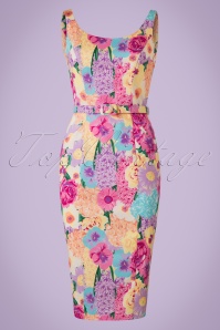 Collectif Clothing - 50s Ines English Garden Pencil Dress in Multi 2