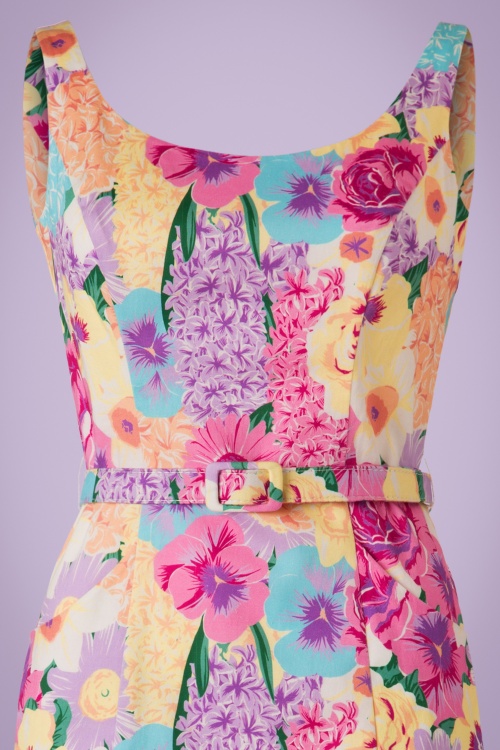 Collectif Clothing - Ines English Garden Pencil Dress Années 50 en Multi 4