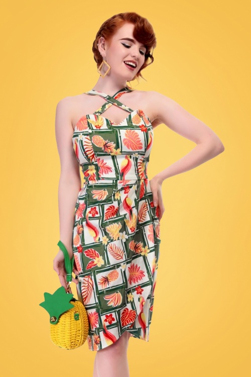 Collectif Clothing - Mahina Tropical Bamboo Sarong Dress Années 50 en Multi 10