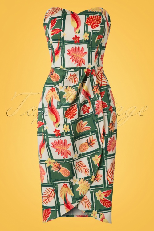 Collectif Clothing - 50s Mahina Tropical Bamboo Sarong Dress in Multi 3