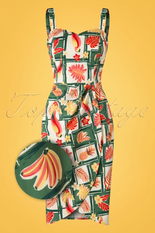 Collectif Clothing - Mahina Tropical Bamboo Sarong Dress Années 50 en Multi 2