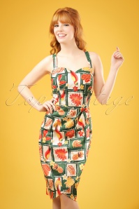 Topvintage Boutique Collection - Leona Schmetterlings-Swing-Kleid in Marineblau
