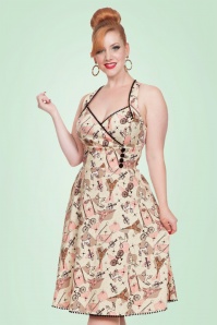 Vixen - 50s Claudine Swing Dress in Cream 3