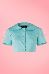Collectif Clothing - 50s Ellie Cropped Jacket in Light Blue 2