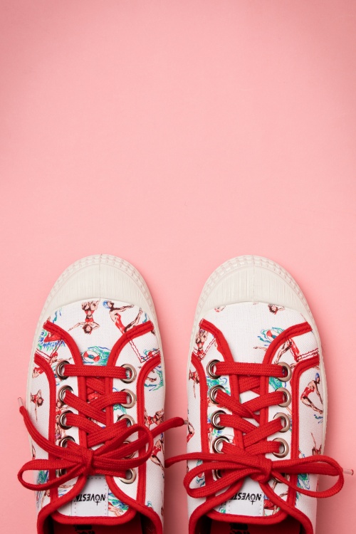 Miss L-Fire - Beach Party Canvas Sneakers in Weiß und Rot 4