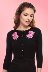 Collectif Clothing - 50s Jessie Floral Cardigan in Black 5