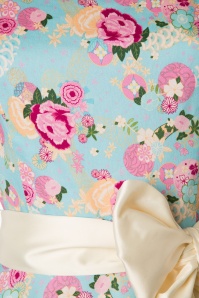 Collectif Clothing - Margaret Peony Floral Swing Dress Années 50 en Bleu Clair 7