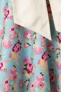 Collectif Clothing - Margaret Peony Floral Swing Dress Années 50 en Bleu Clair 9