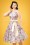 Collectif Clothing - Margaret Peony Floral Swing Dress Années 50 en Bleu Clair