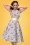Collectif Clothing - Margaret Peony Floral Swing Dress Années 50 en Bleu Clair 10