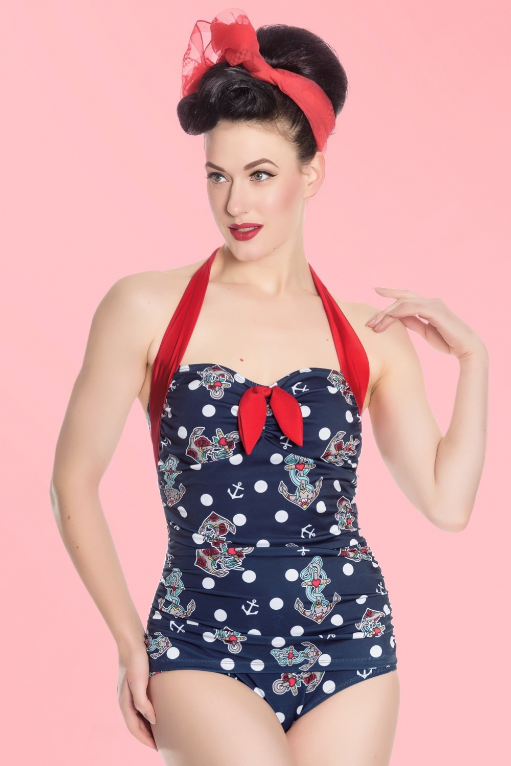 50s St Tropez Swimsuit In Navy