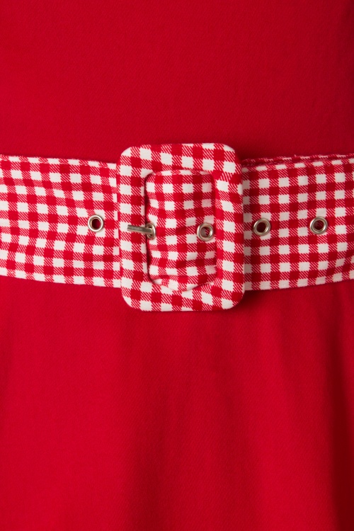 Collectif Clothing - Kitty Gingham swingjurk in donkerrood 6