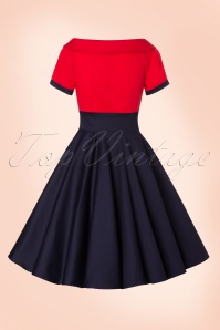 Dolly and Dotty - TopVintage Exclusive ~ 50s Darlene Swing Dress in Red and Navy 6
