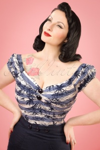 Collectif Clothing - 50s Dolores Mahiki Top in Blue