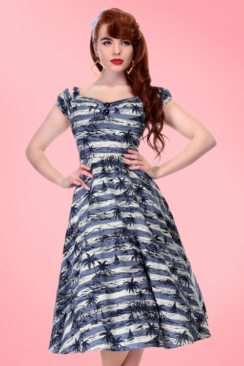 Collectif Clothing - 50s Dolores Mahiki Doll Dress in Blue 8
