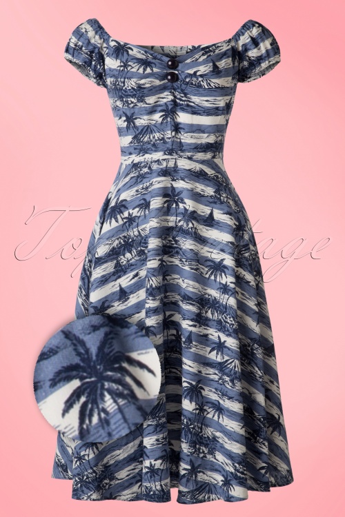 Collectif Clothing - Dolores Mahiki poppenjurk in blauw 2