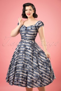 Collectif Clothing - Dolores Mahiki Doll Dress Années 50 en Bleu