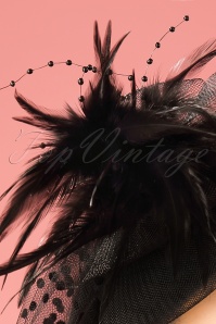 ZaZoo - 40s Genevieve Feathers and Veil Fascinator Headband in Black 2