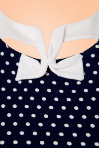 Fever - 50s Holywell Polkadot Top in Navy 3