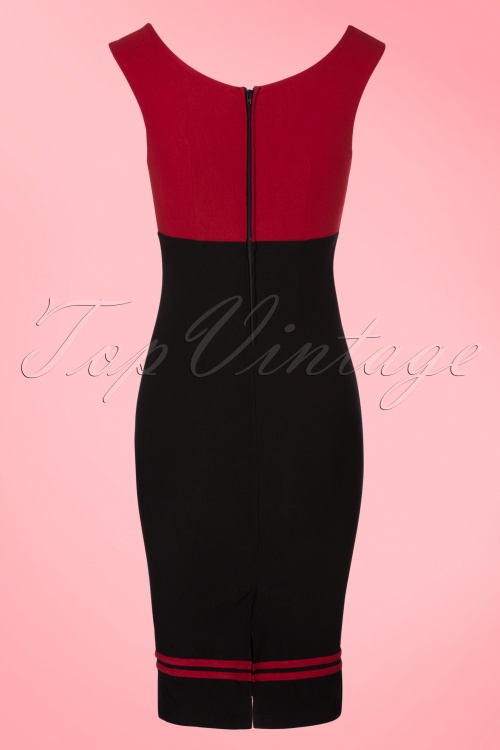 Steady Clothing - Diva Set Sail Pencil Dress Années 50 en Noir et Rouge 6