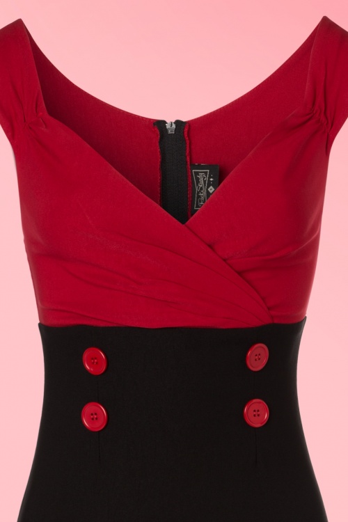 Steady Clothing - Diva Set Sail Pencil Dress Années 50 en Noir et Rouge 3