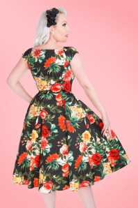 Hearts & Roses - 50s Christy Roses Swing Dress in Navy 9