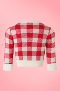 Collectif Clothing - 50s Lucy Gingham Cardigan in Red and Ivory 4