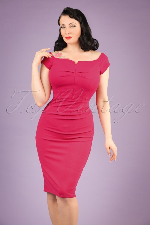 Vintage Chic for Topvintage - 50s Louisa Pencil Dress in Magenta
