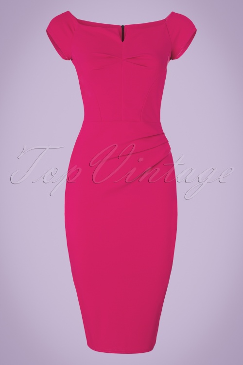 Vintage Chic for Topvintage - 50s Louisa Pencil Dress in Magenta 2