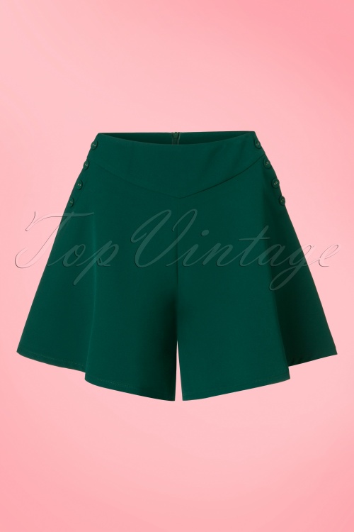 Vixen - 50s Mira Swing Shorts in Teal Green 2