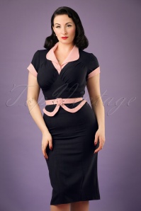 Miss Candyfloss - 50s Sabine Katalin Pencil Dress in Navy and Pink