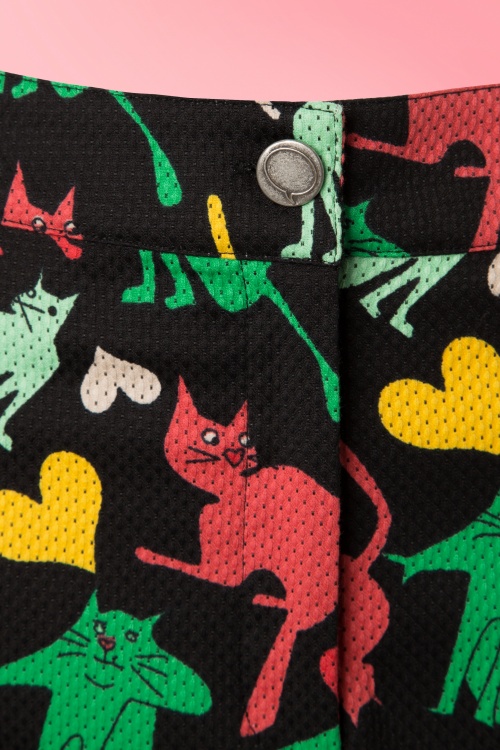 Who's That Girl - Valentine Cat Square Skirt Années 60 en Noir 3