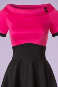 Dolly and Dotty - 50s Darlene Swing Dress in Black and Hot Pink 4