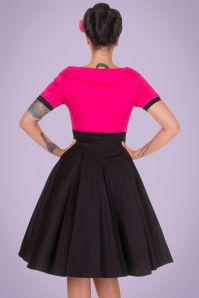 Dolly and Dotty - 50s Darlene Swing Dress in Black and Hot Pink 9