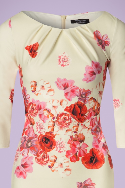 Vintage Chic for Topvintage - 50s Marcella Floral Pencil Dress in Cream 3
