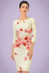 Vintage Chic for Topvintage - 50s Marcella Floral Pencil Dress in Cream 6