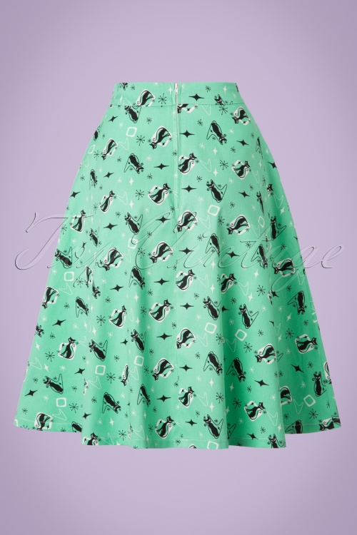 Vixen - 50s Emma Kitty Skirt in Mint Green 3