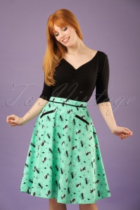 Vixen - 50s Emma Kitty Skirt in Mint Green