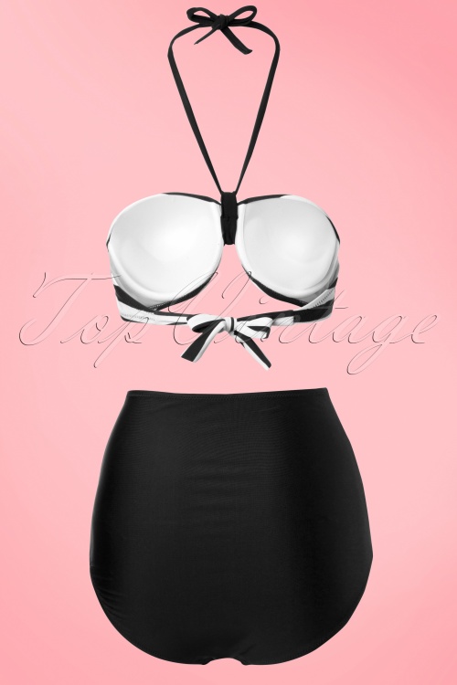 Belsira - Joana Stripes Halter Bikini Années 50 en Noir et Blanc 8